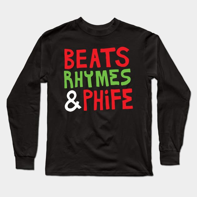 Beats Rhymes & Phife Long Sleeve T-Shirt by LunaGFXD